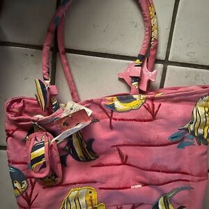 Sasha Pink Fish Print Tote Bag